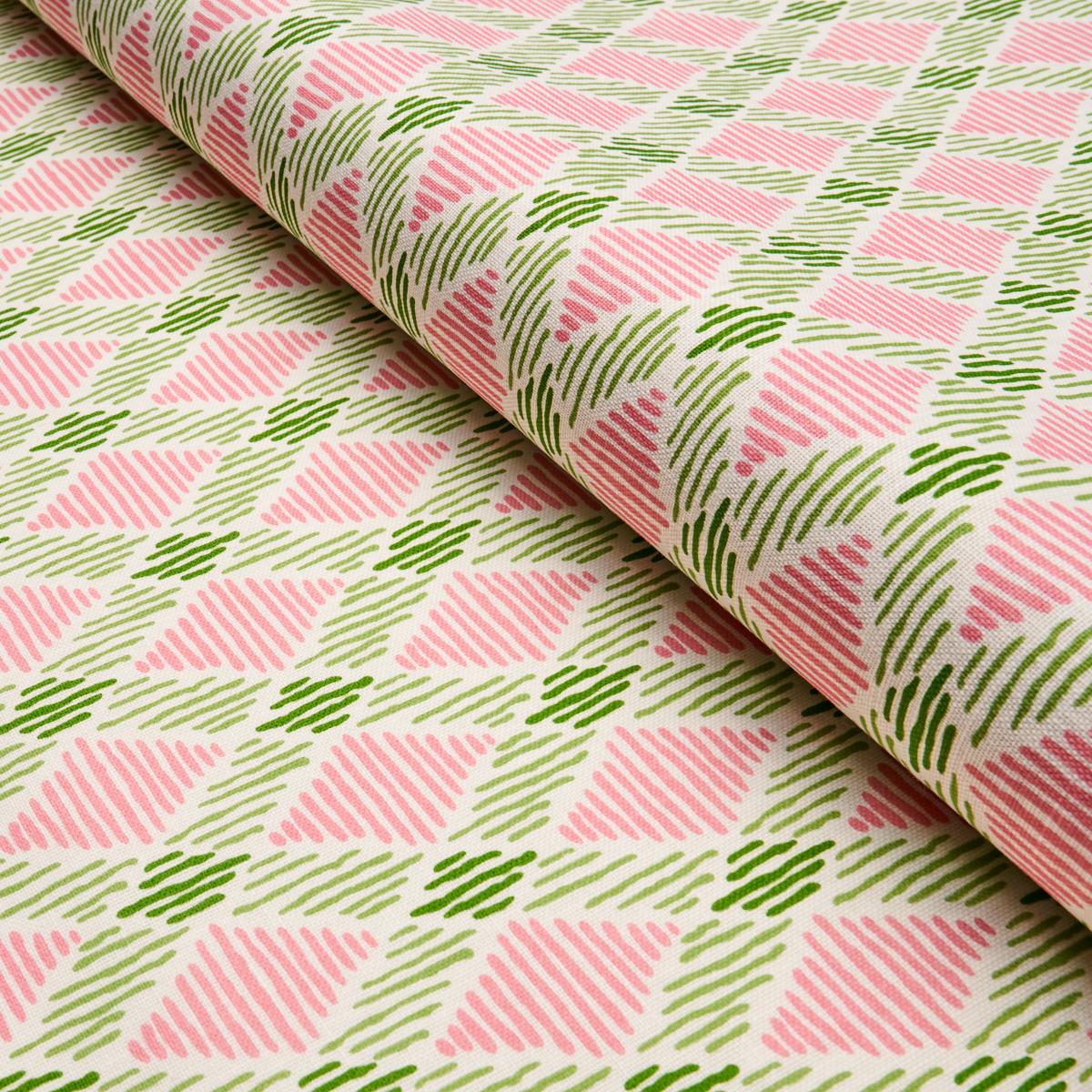 Schumacher Dexter Indoor/Outdoor Pink & Green Fabric