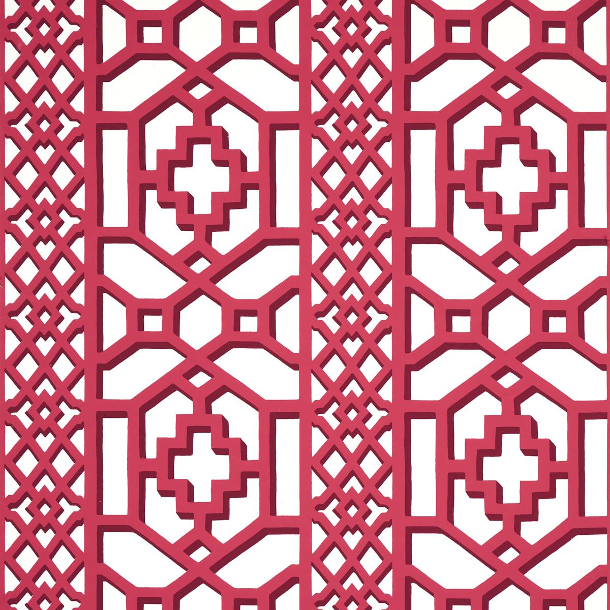 Schumacher Zanzibar Trellis Laquer Red Wallpaper