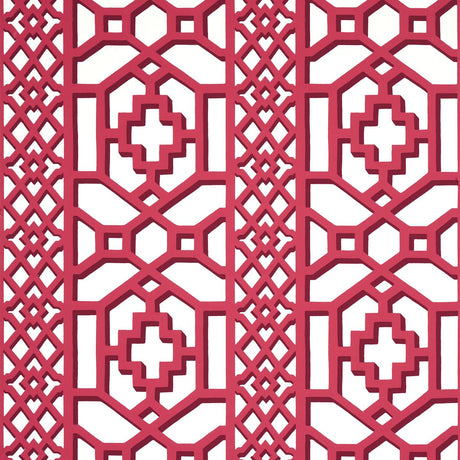 Schumacher Zanzibar Trellis Laquer Red Wallpaper