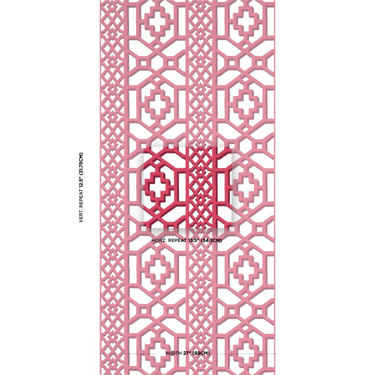 Schumacher Zanzibar Trellis Laquer Red Wallpaper