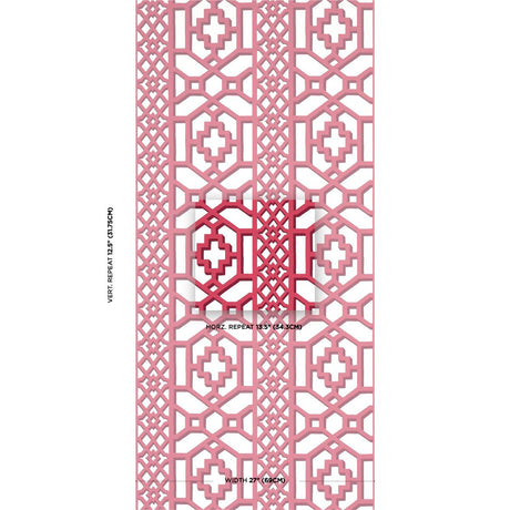 Schumacher Zanzibar Trellis Laquer Red Wallpaper