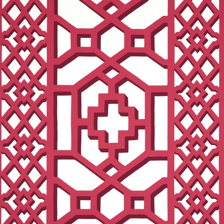 Schumacher Zanzibar Trellis Laquer Red Wallpaper