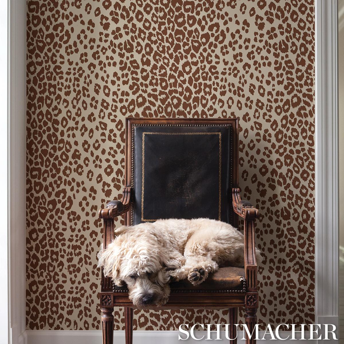 Schumacher Iconic Leopard Brown On Neutral Wallpaper