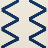 Schumacher Legere Linen Silk Appliqu Cobalt On Ivory Fabric