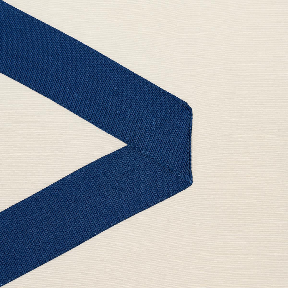 Schumacher Legere Linen Silk Appliqu Cobalt On Ivory Fabric