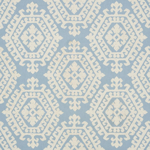 Schumacher Omar Embroidery Sky Fabric