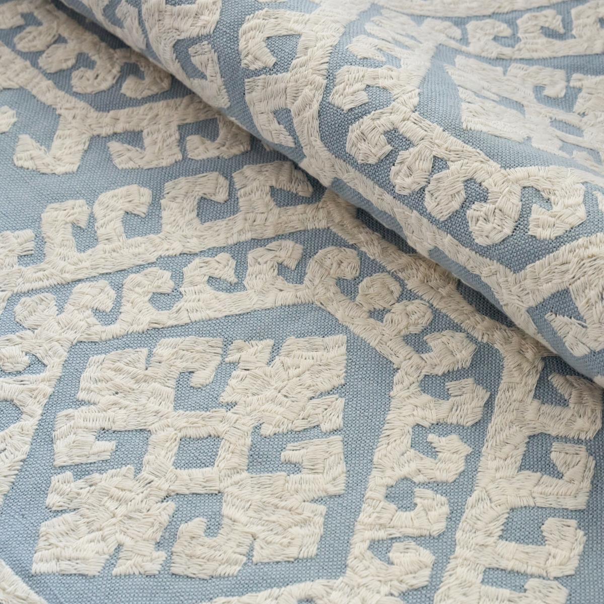 Schumacher Omar Embroidery Sky Fabric