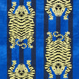 Schumacher Jokhang Tiger Velvet Blue Fabric