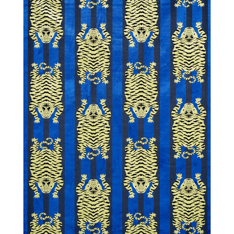 Schumacher Jokhang Tiger Velvet Blue Fabric