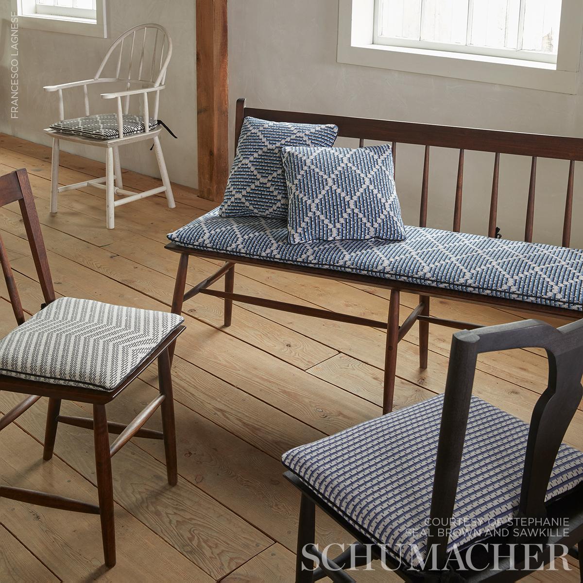 Schumacher Berg Épinglé Indigo Fabric – DecoratorsBest