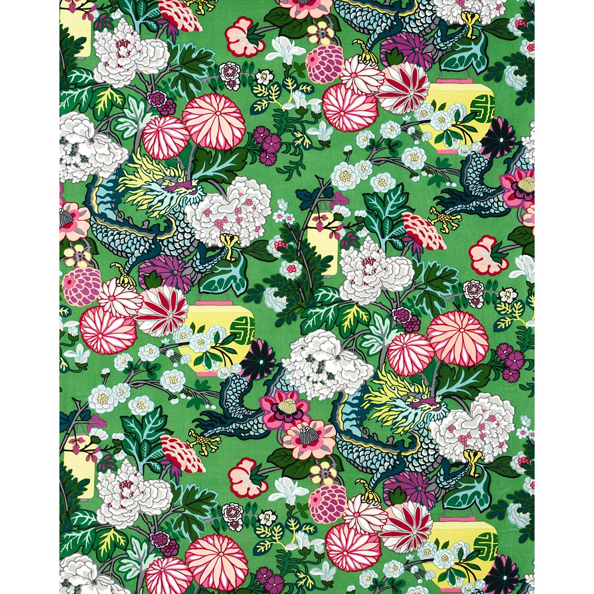 Schumacher Chiang Mai Dragon Velvet Jade Fabric