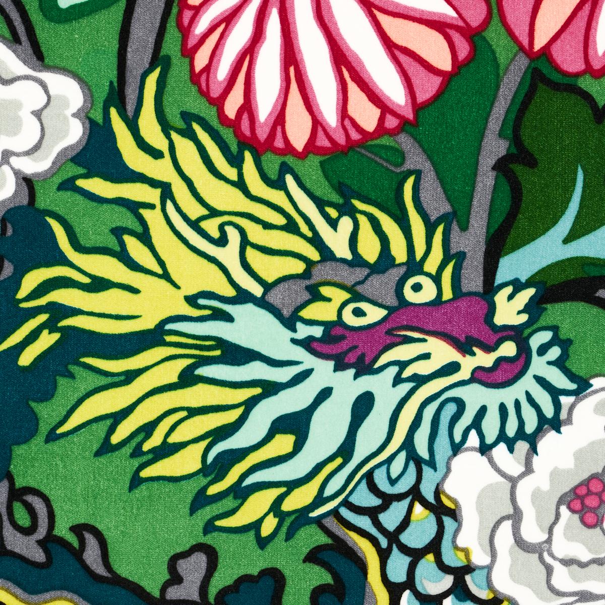 Schumacher Chiang Mai Dragon Velvet Jade Fabric