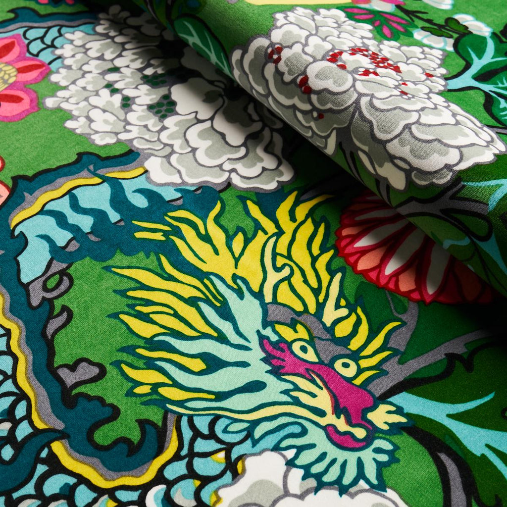 Schumacher Chiang Mai Dragon Velvet Jade Fabric