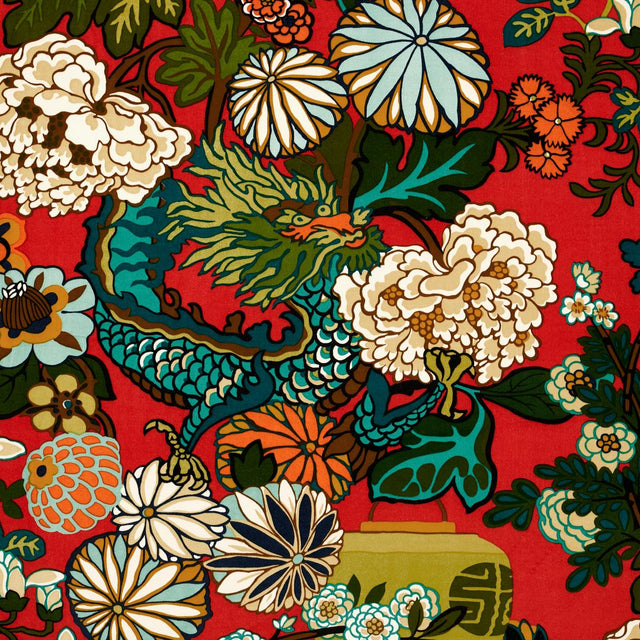 Schumacher Chiang Mai Dragon Velvet Lacquer Fabric