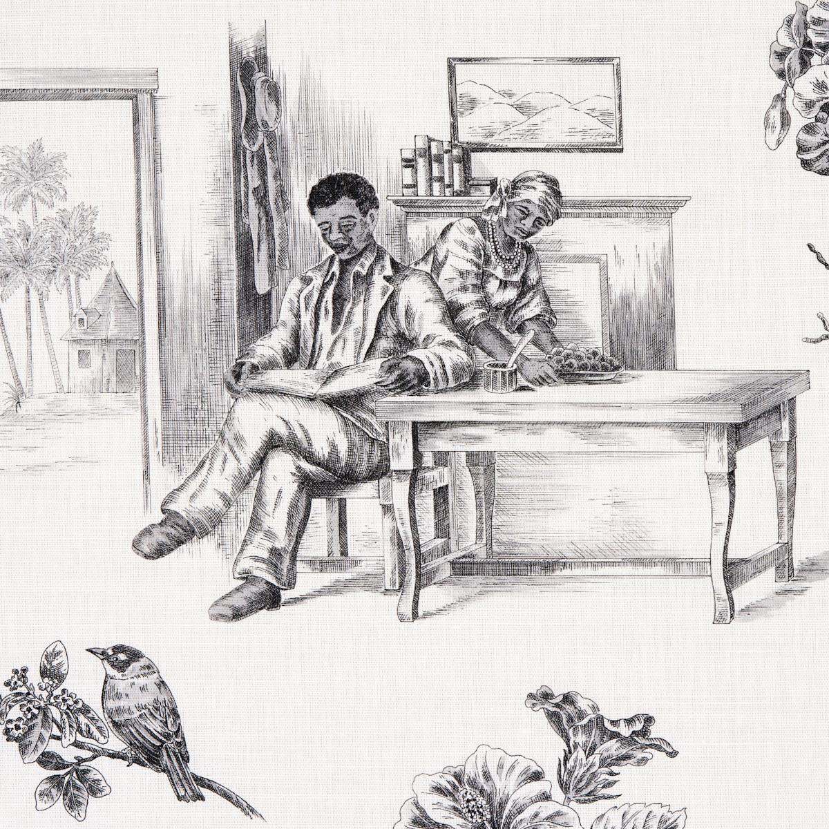 Schumacher Toussaint Toile Black Fabric