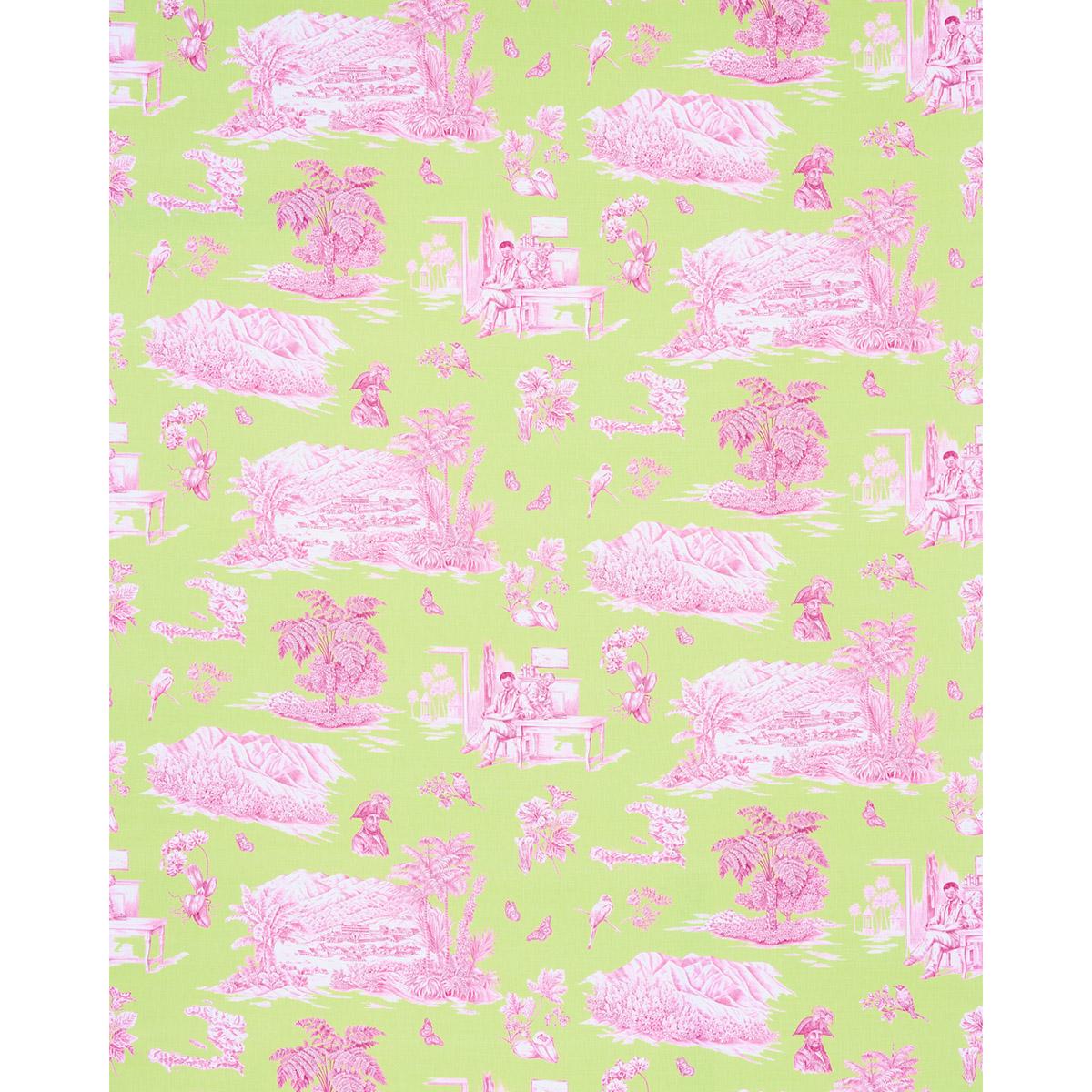 Schumacher Toussaint Toile Pink & Green Fabric