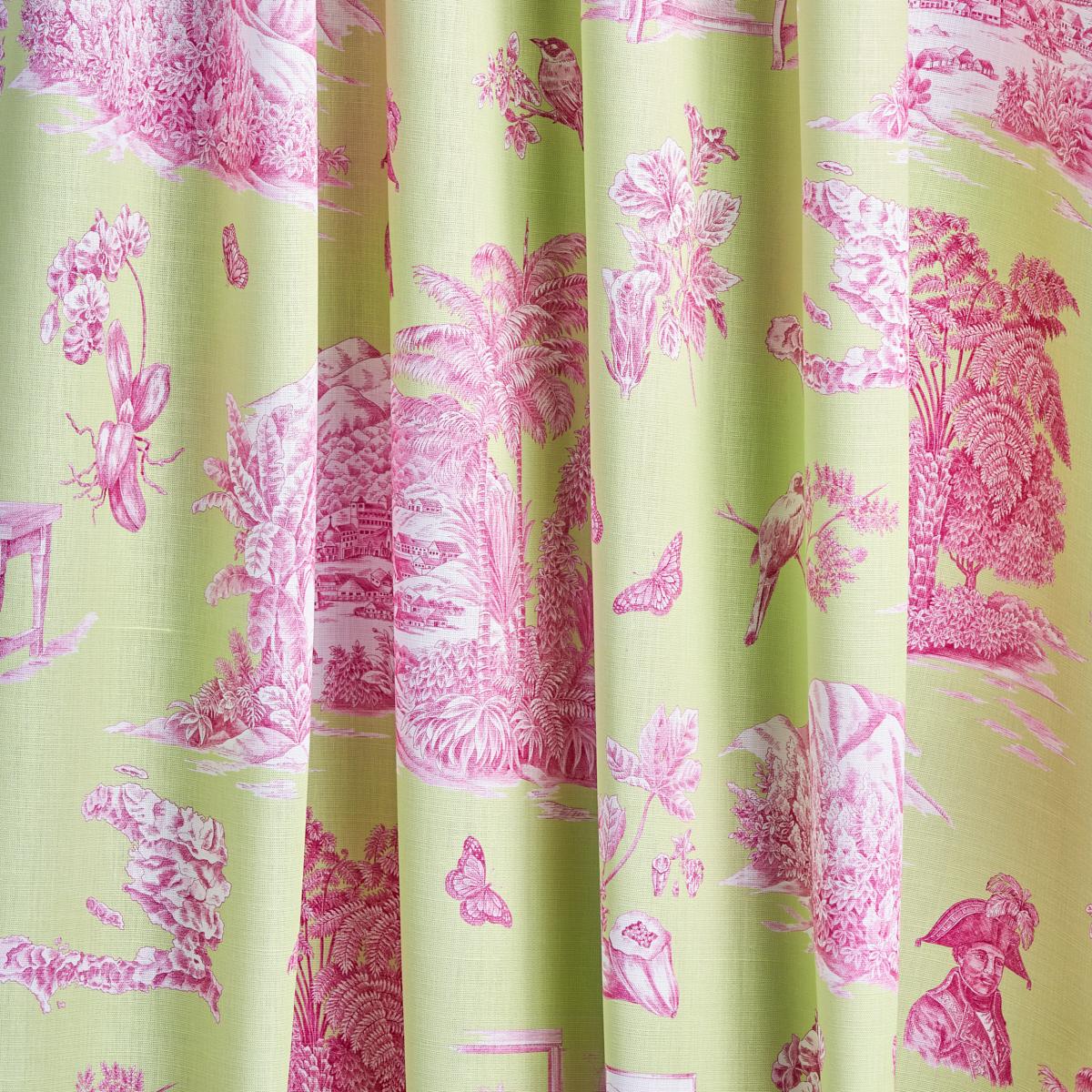 Schumacher Toussaint Toile Pink & Green Fabric
