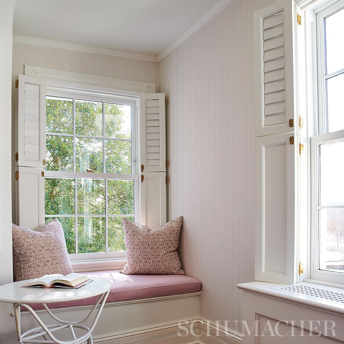 Schumacher Edwin Stripe Narrow Petal Wallpaper