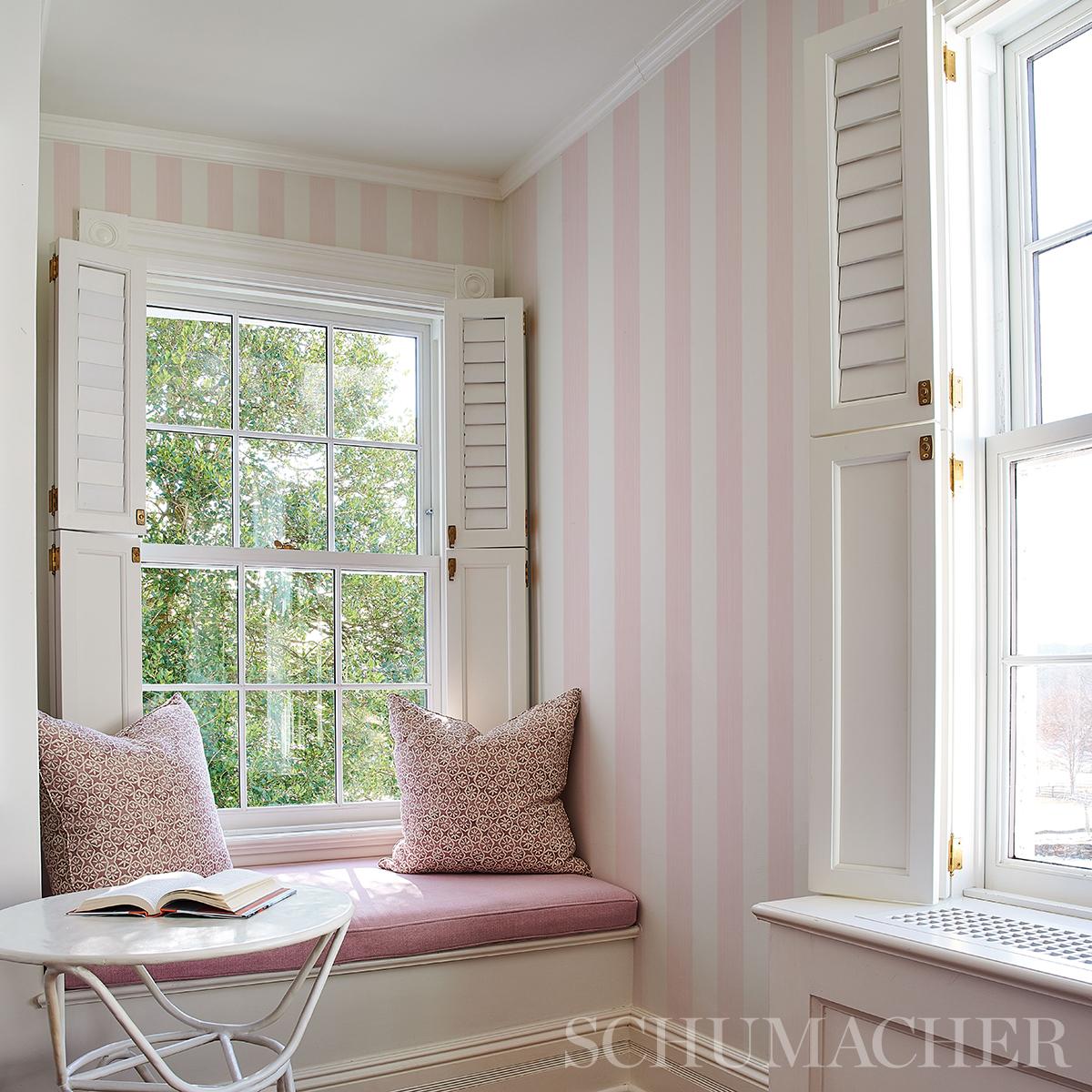 Schumacher Edwin Stripe Wide Petal Wallpaper