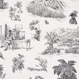 Schumacher Toussaint Toile Black On Ivory Wallpaper