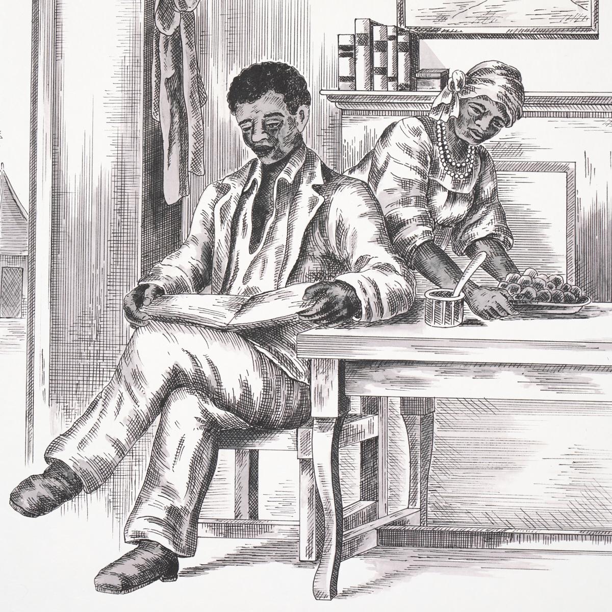 Schumacher Toussaint Toile Black On Ivory Wallpaper