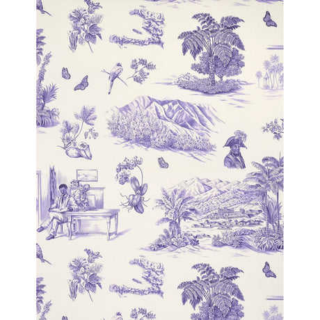 Schumacher Toussaint Toile Purple On Cream Wallpaper