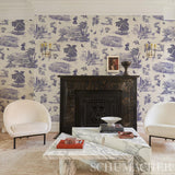 Schumacher Toussaint Toile Purple On Cream Wallpaper