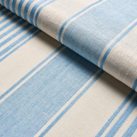 Schumacher Summerville Linen Stripe Sky Fabric