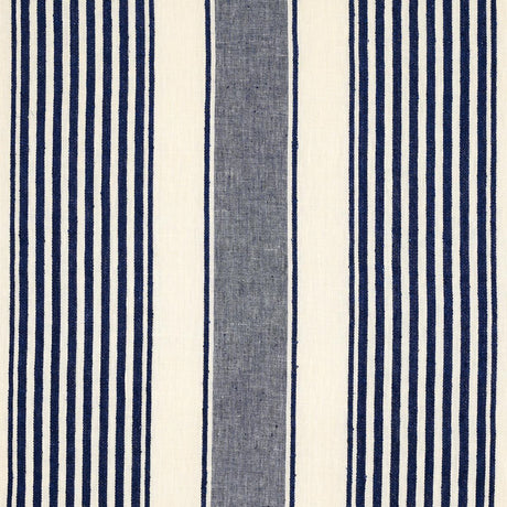 Schumacher Summerville Linen Stripe Navy Fabric