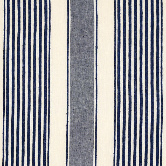 Schumacher Summerville Linen Stripe Navy Fabric
