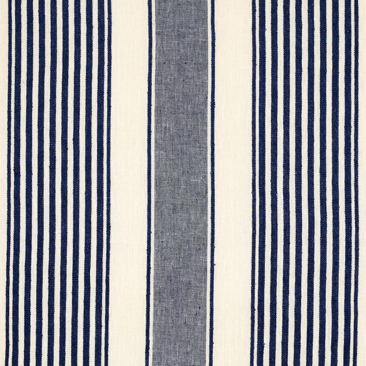 Schumacher Summerville Linen Stripe Navy Fabric