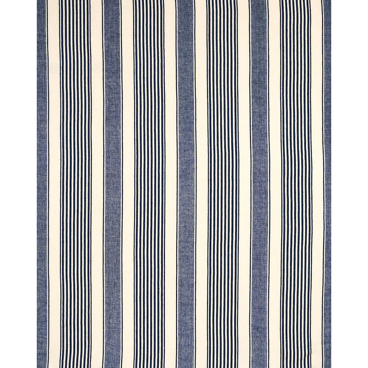 Schumacher Summerville Linen Stripe Navy Fabric
