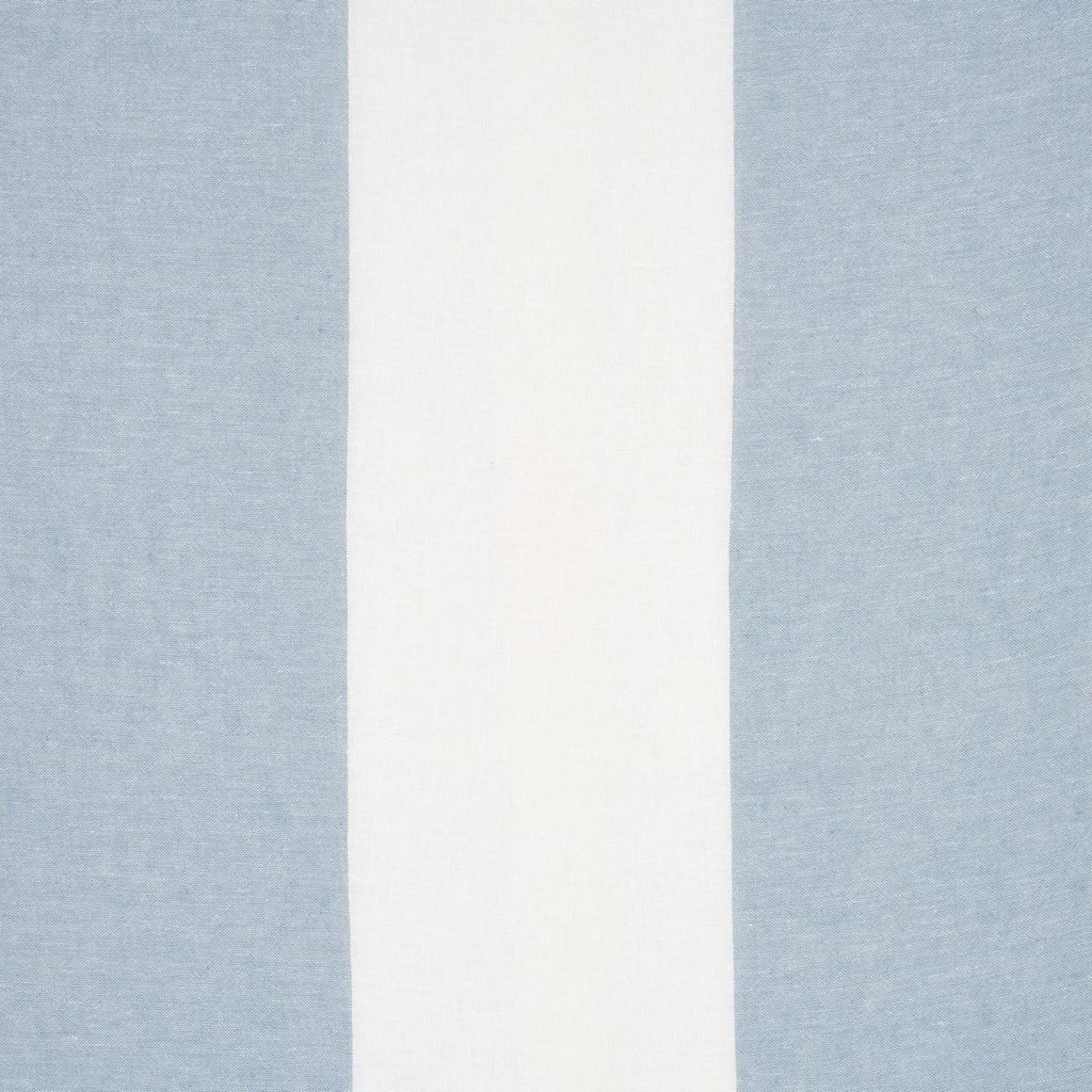 Schumacher Vista Linen Stripe Casement Sky And White Fabric