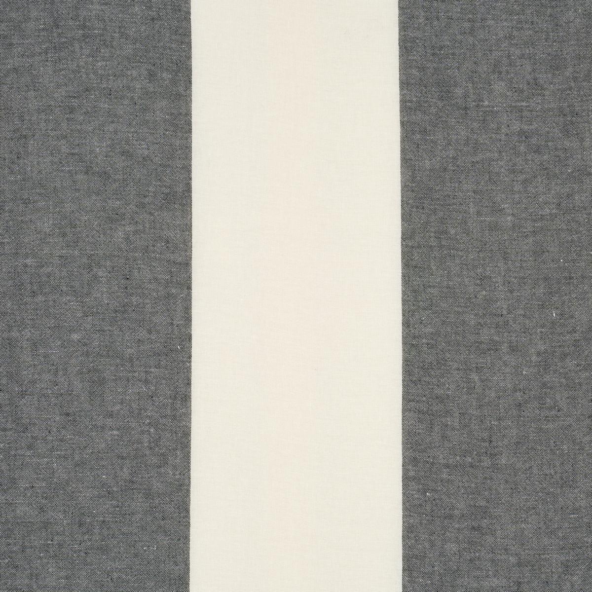Schumacher Vista Linen Stripe Casement Carbon And White Fabric