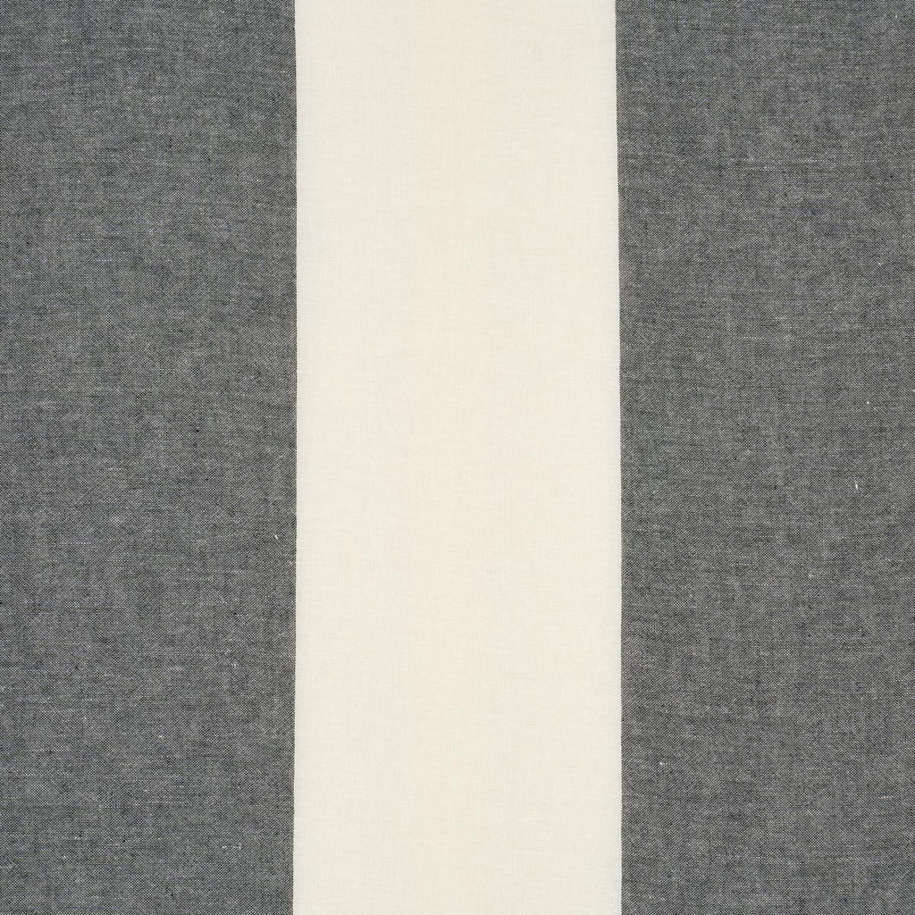 Schumacher Vista Linen Stripe Casement Carbon And White Fabric