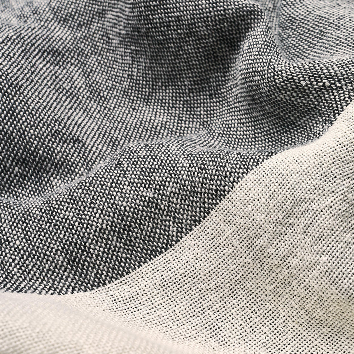Schumacher Vista Linen Stripe Casement Carbon And White Fabric