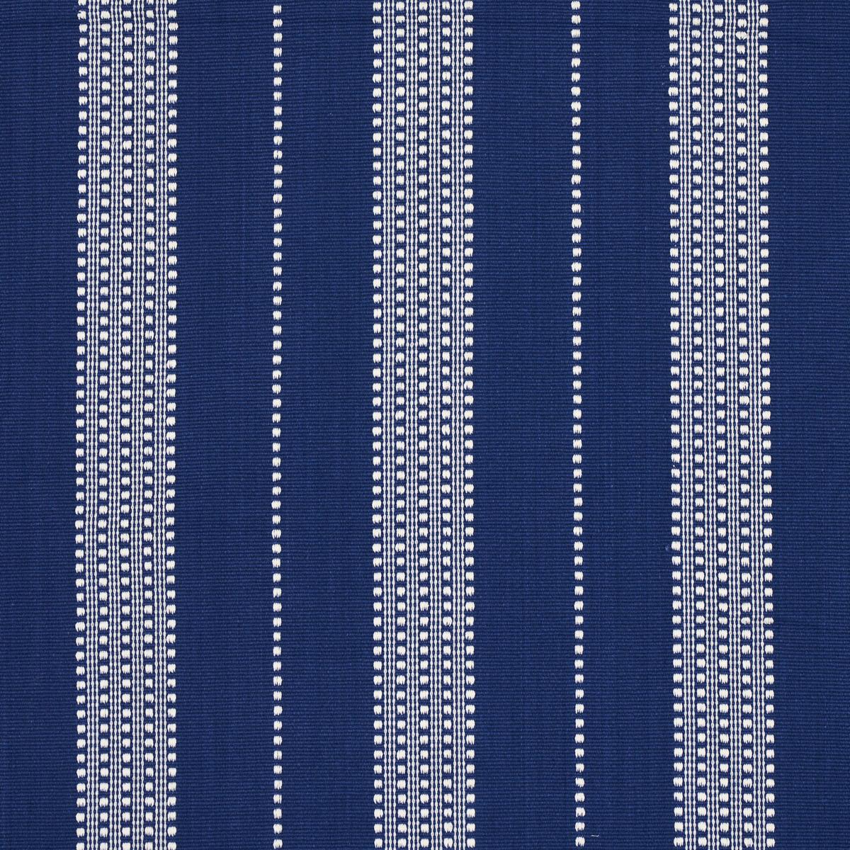 Schumacher Lubeck Stripe Ivory On Blue Fabric