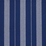 Schumacher Lubeck Stripe Ivory On Blue Fabric