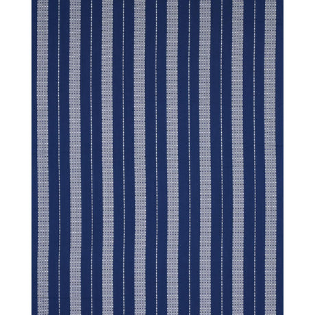 Schumacher Lubeck Stripe Ivory On Blue Fabric