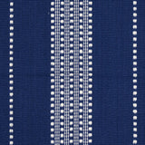 Schumacher Lubeck Stripe Ivory On Blue Fabric