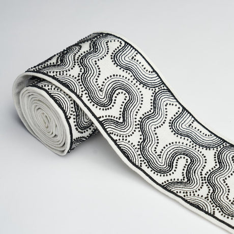 Schumacher Topo Beaded Tape Black & White Trim
