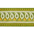 Schumacher Paisley Embroidered Tape Green & Yellow Trim