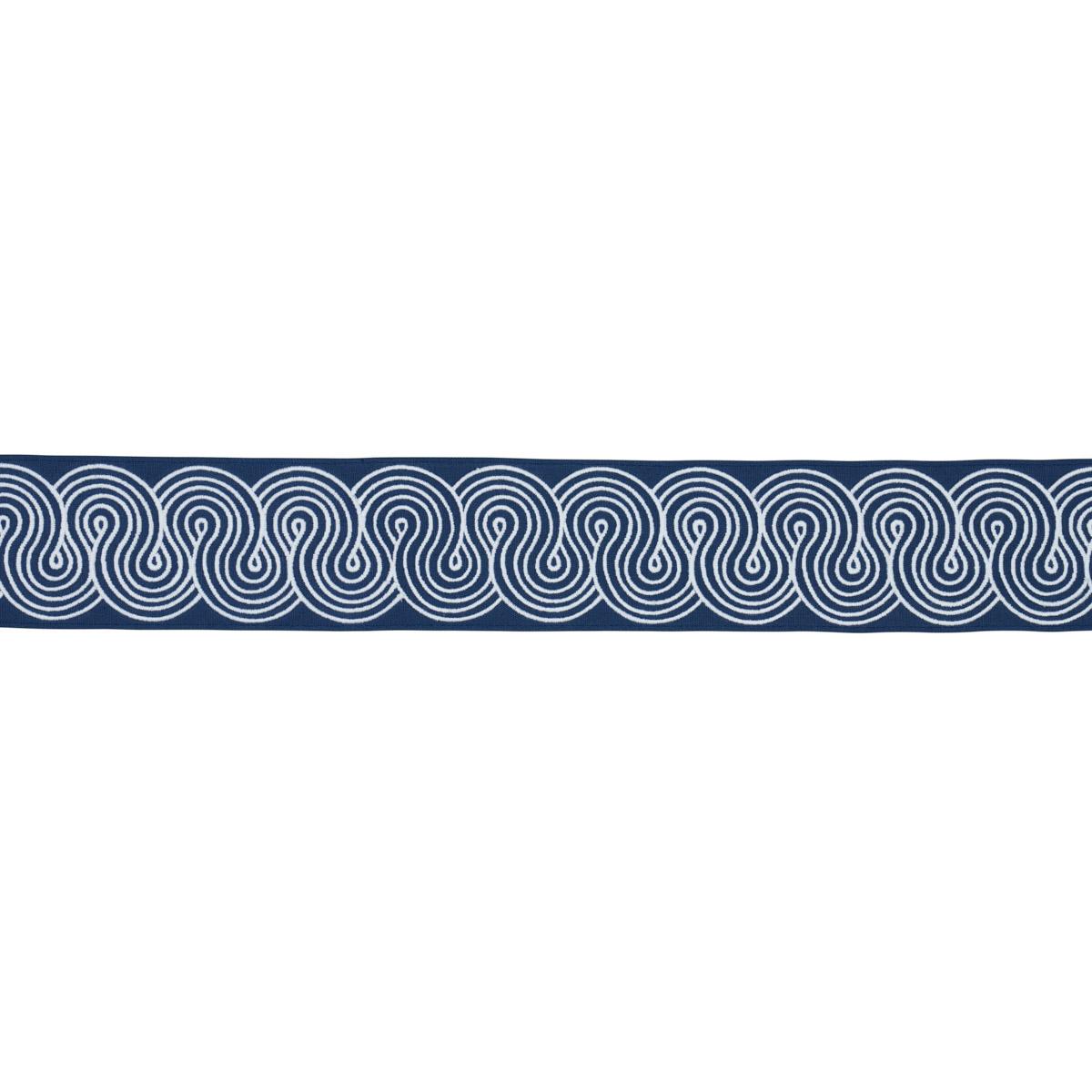 Schumacher White On Navy Giraldi Embroidered Trim