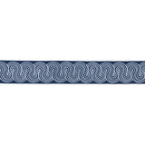 Schumacher White On Navy Giraldi Embroidered Trim
