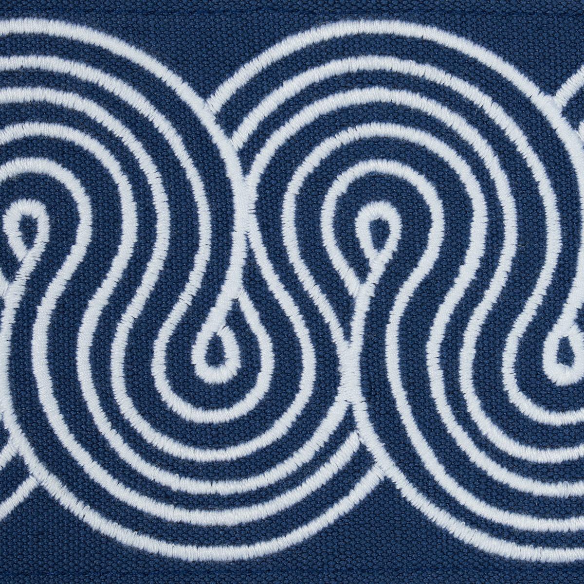 Schumacher White On Navy Giraldi Embroidered Trim