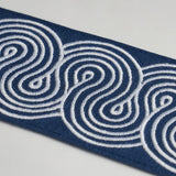 Schumacher Giraldi Embroidered White On Navy Trim