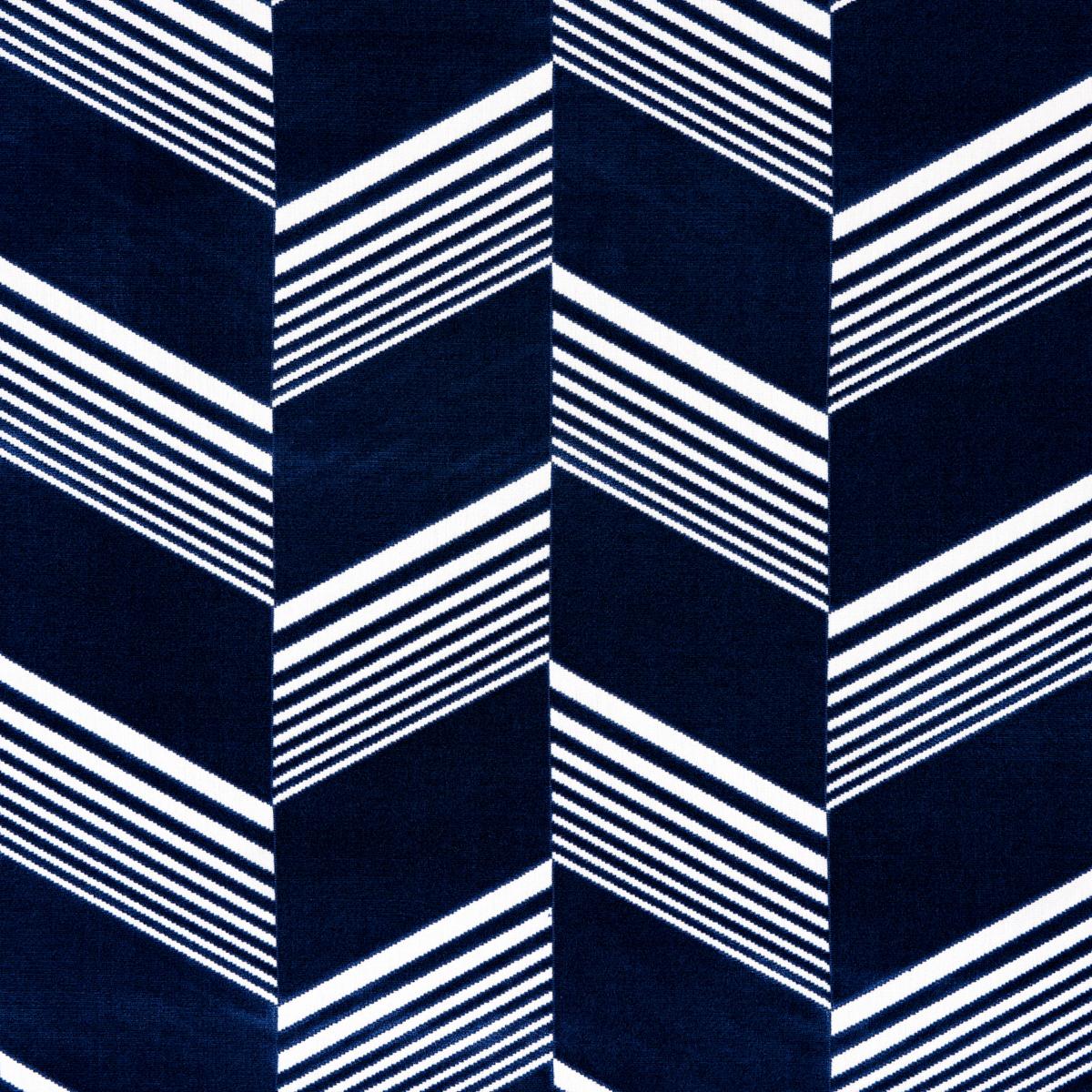 Schumacher Jessie Cut Velvet Navy & White Fabric