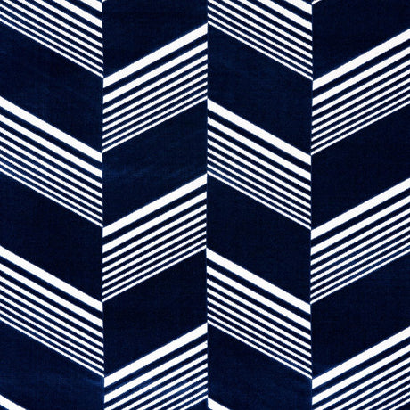 Schumacher Jessie Cut Velvet Navy & White Fabric
