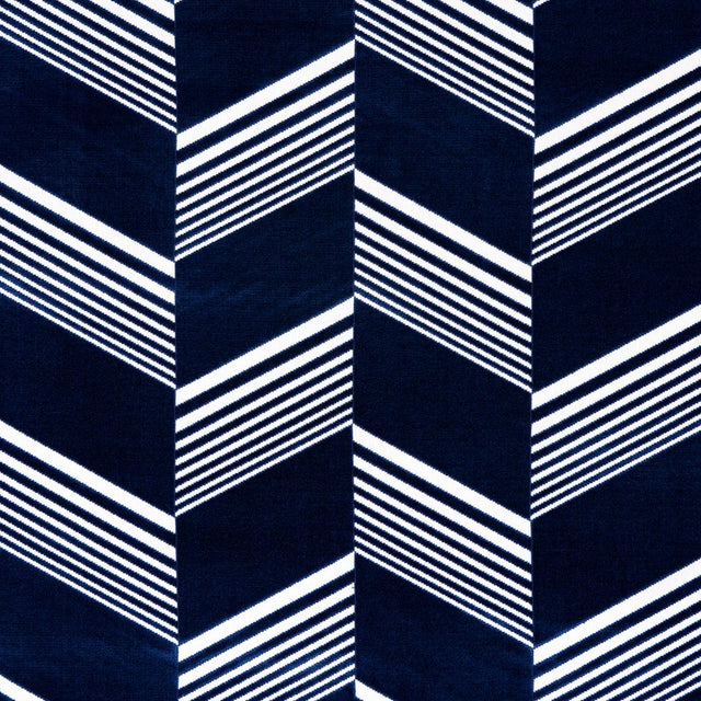 Schumacher Jessie Cut Velvet Navy & White Fabric