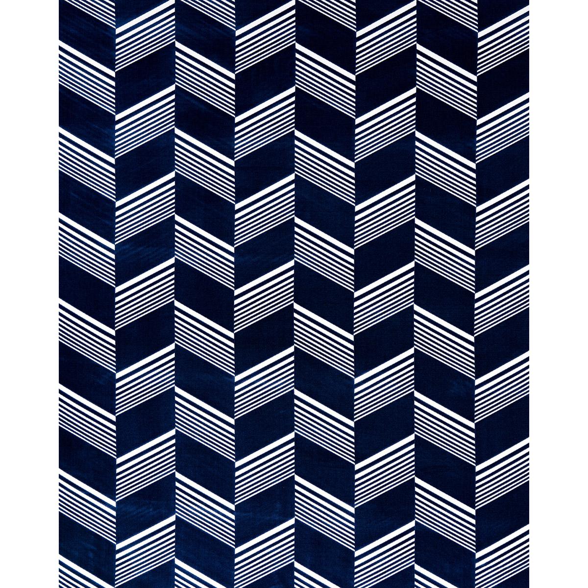 Schumacher Jessie Cut Velvet Navy & White Fabric